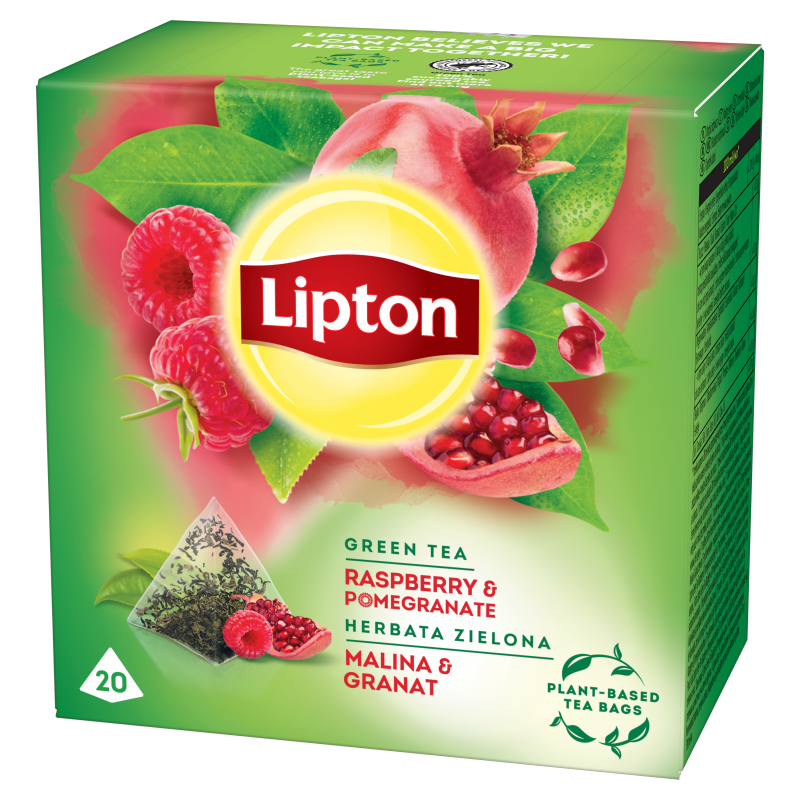 LIPTON Herbata zielona aromatyzowana Malina i Granat 20 piramidek frisco.pl