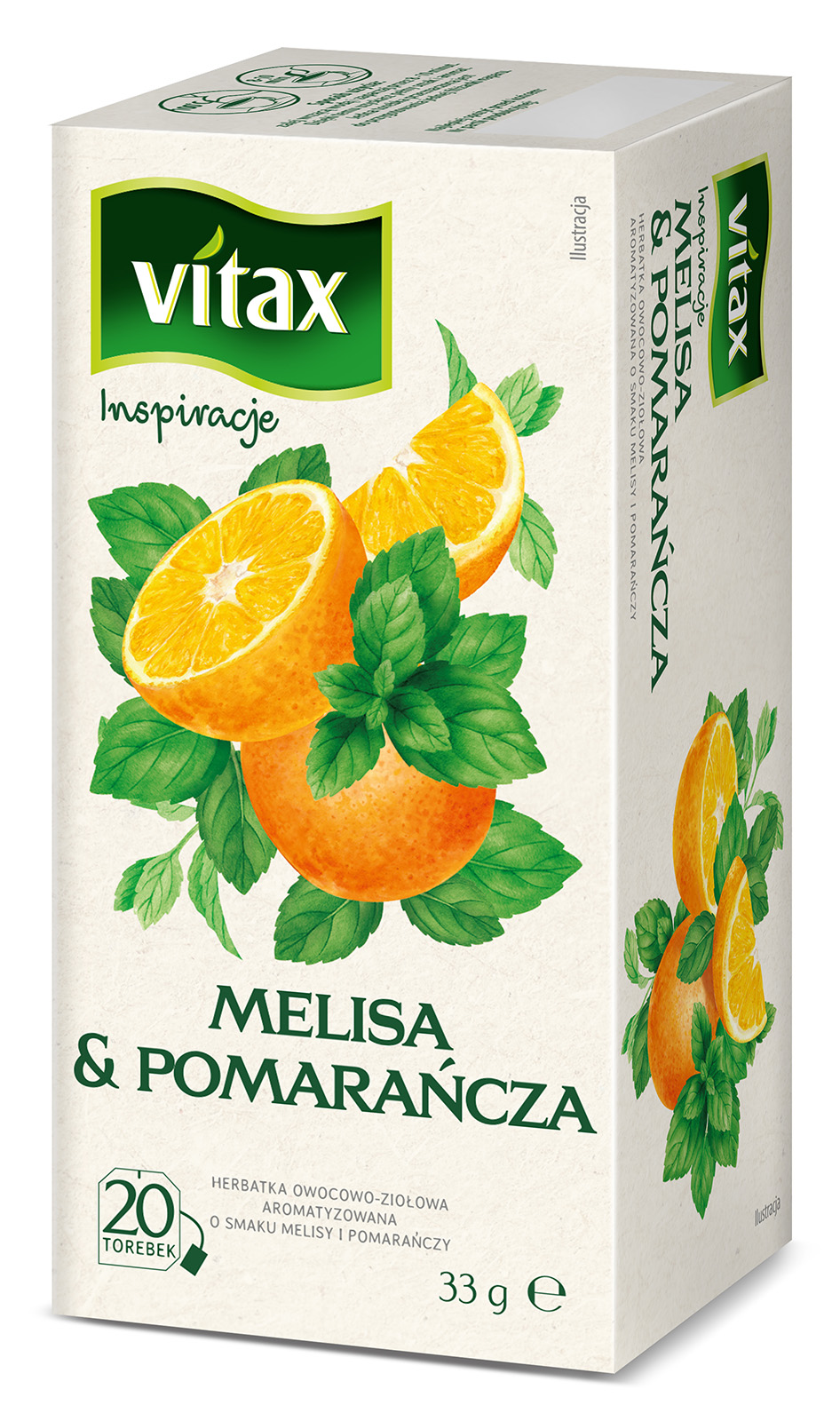 VITAX Inspiracje Herbata owocowo-ziołowa o smaku melisy i pomarańczy 20 torebek ex.