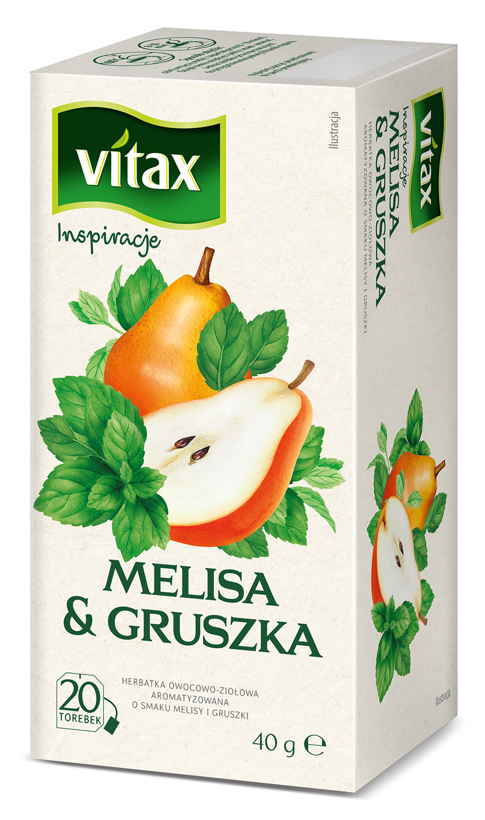 VITAX Inspiracje Herbata owocowo-ziołowa o smaku melisy i gruszki 20 torebek ex.
