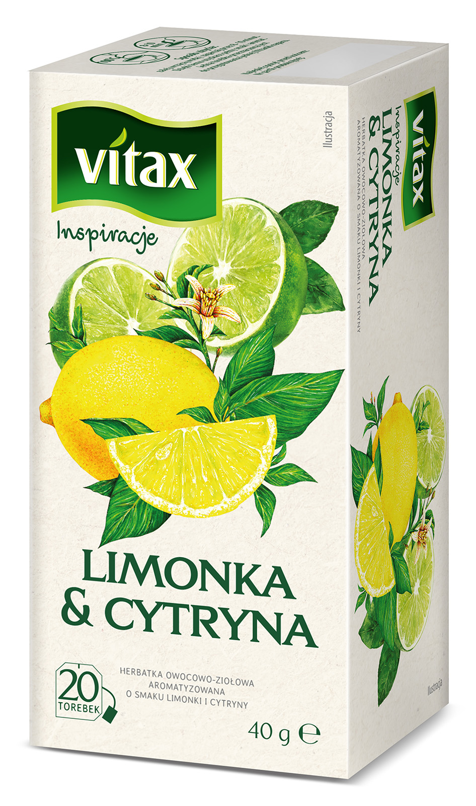 VITAX Inspiracje Herbata owocowo-ziołowa o smaku limonki i cytryny 20 torebek ex.