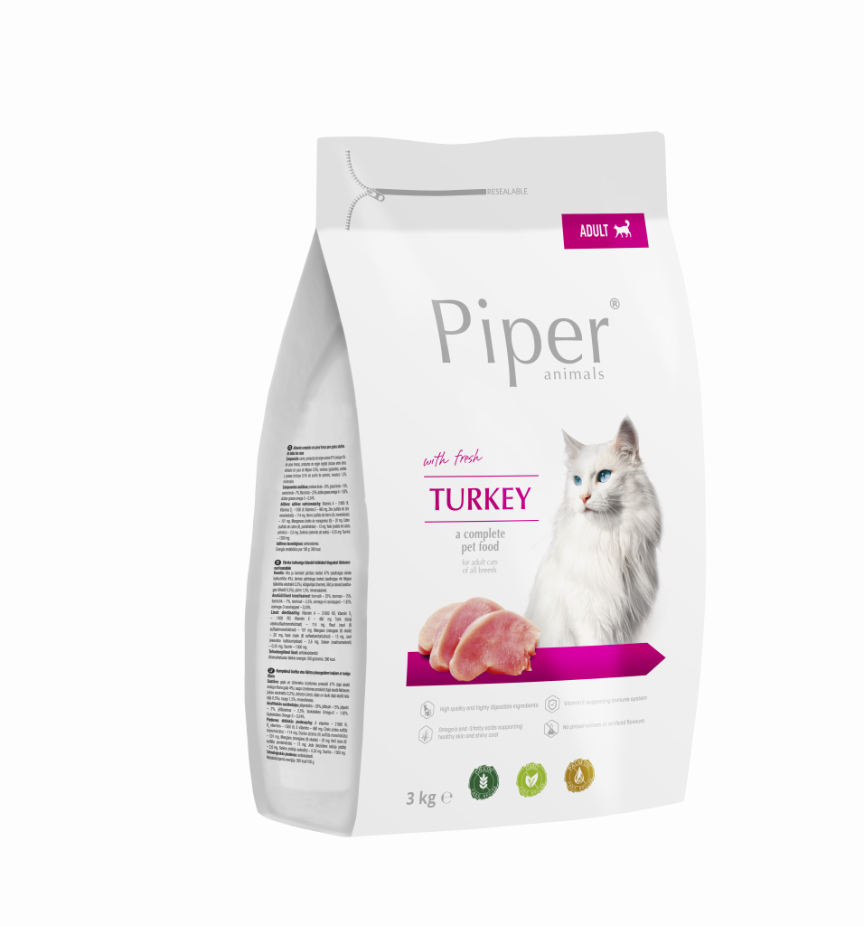 PIPER ANIMALS Suchy pokarm dla kota z indykiem