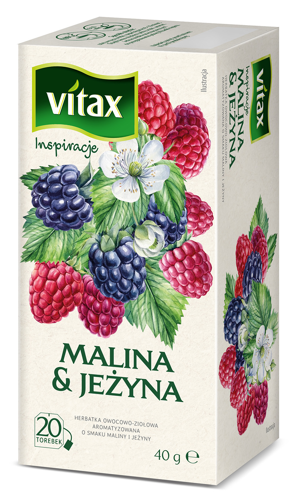 VITAX Inspiracje Herbata owocowo-ziołowa o smaku maliny i jeżyny 20 torebek ex.