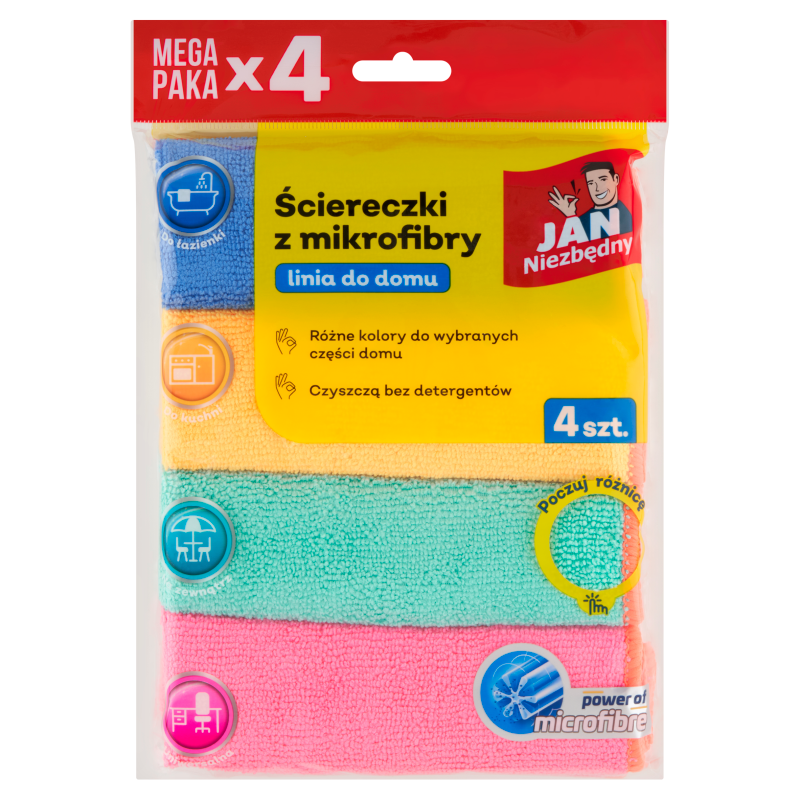 JAN NIEZBĘDNY Ściereczki z mikrofibry zestaw 4szt.