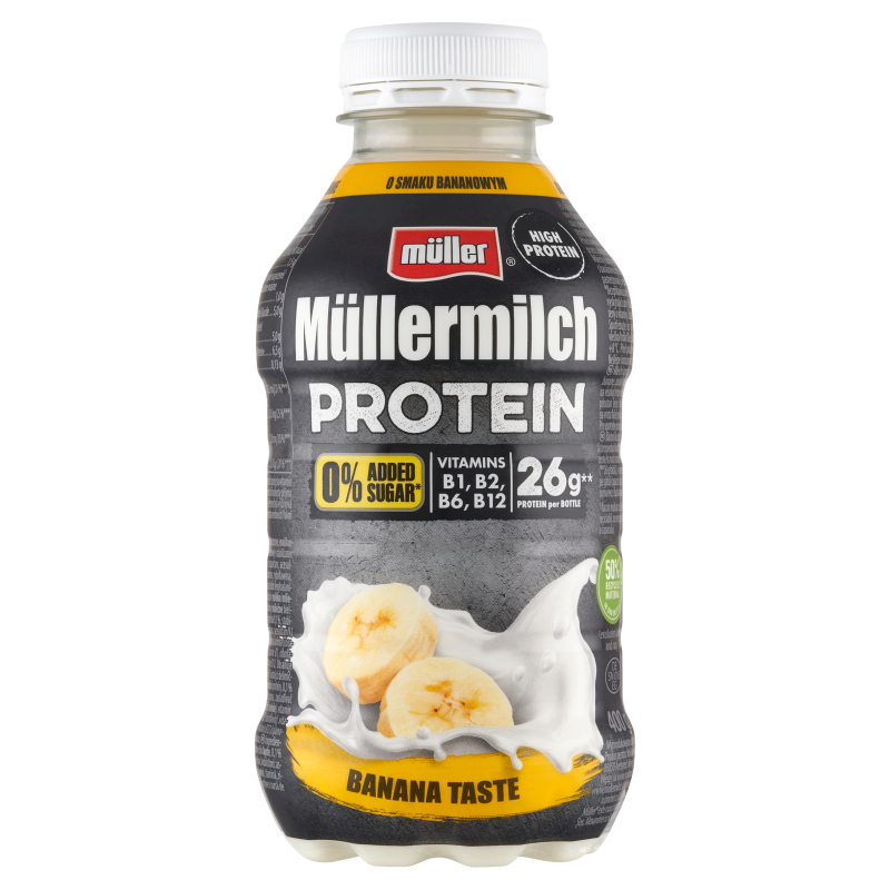 Müllermilch Protein Napój mleczny o smaku bananowym bez cukru