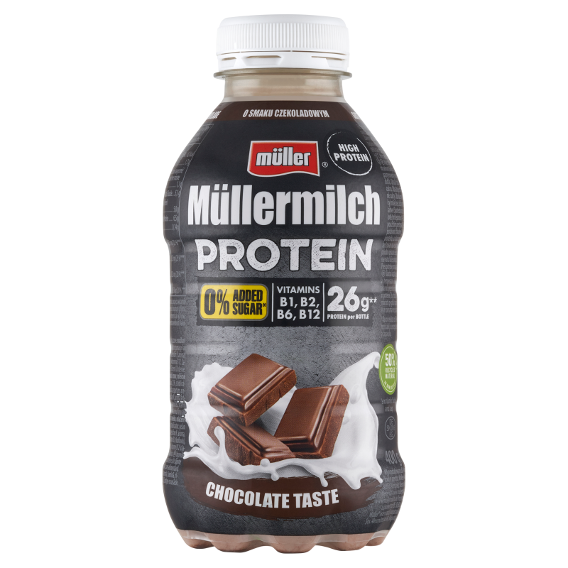 Müllermilch Protein Napój mleczny o smaku czekoladowym bez cukru