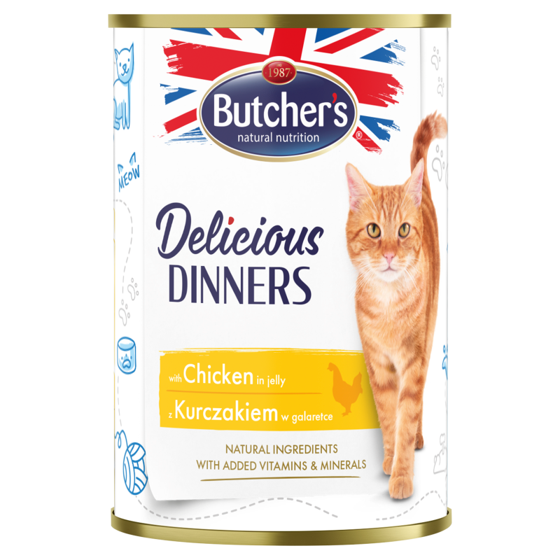 BUTCHER'S Delicious Dinners Karma dla kotów kawałki z kurczakiem w galaretce frisco.pl