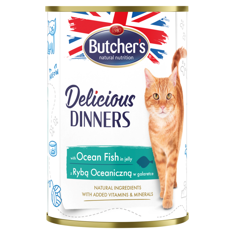 BUTCHER'S Delicious Dinners Karma dla kotów kawałki z rybą oceaniczną w galaretce frisco.pl