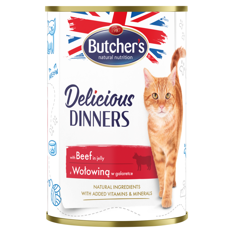 BUTCHER'S Delicious Dinners Karma dla kotów kawałki z wołowiną w galaretce frisco.pl