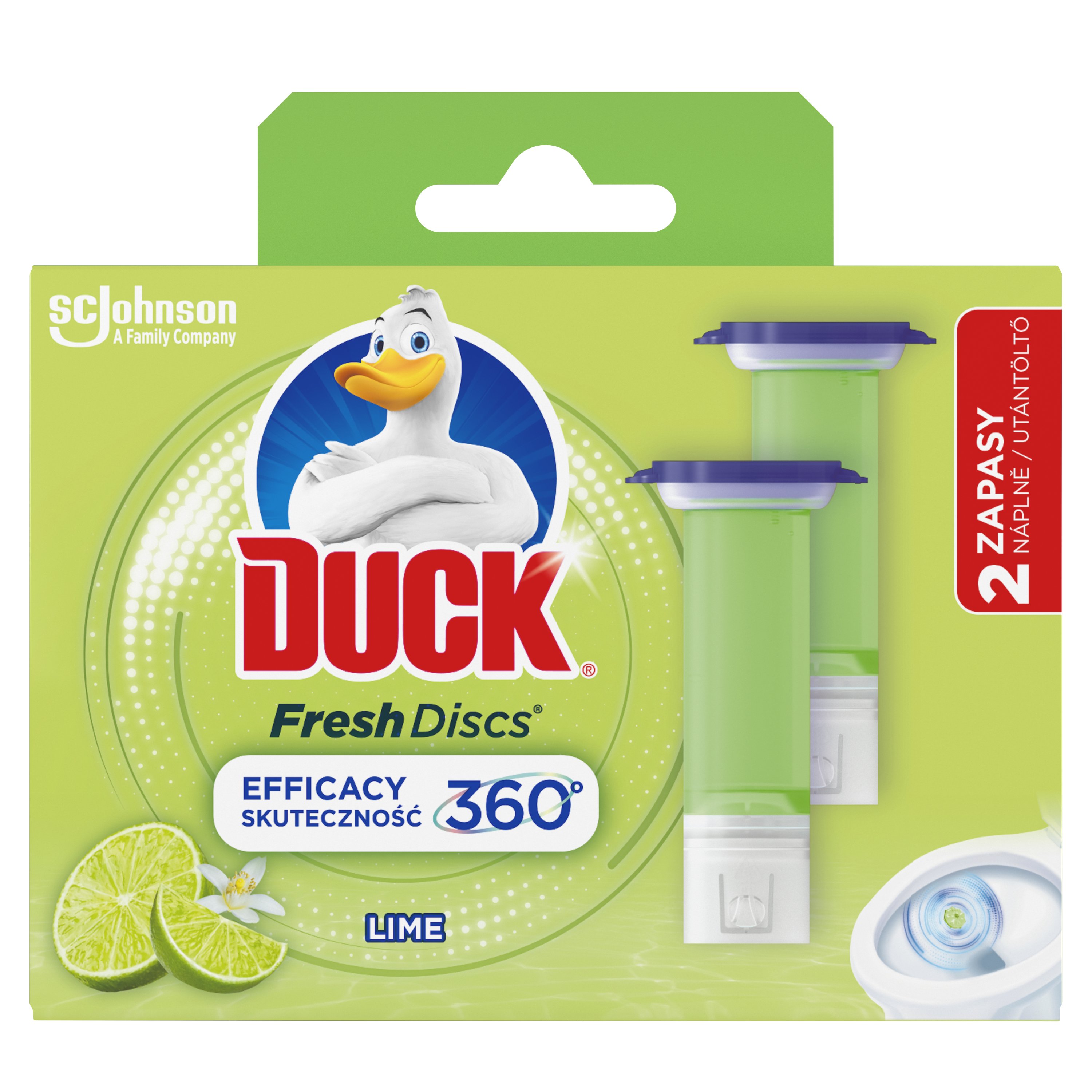 DUCK Fresh Discs Podwójny zapas krążka żelowego Lime 5w1