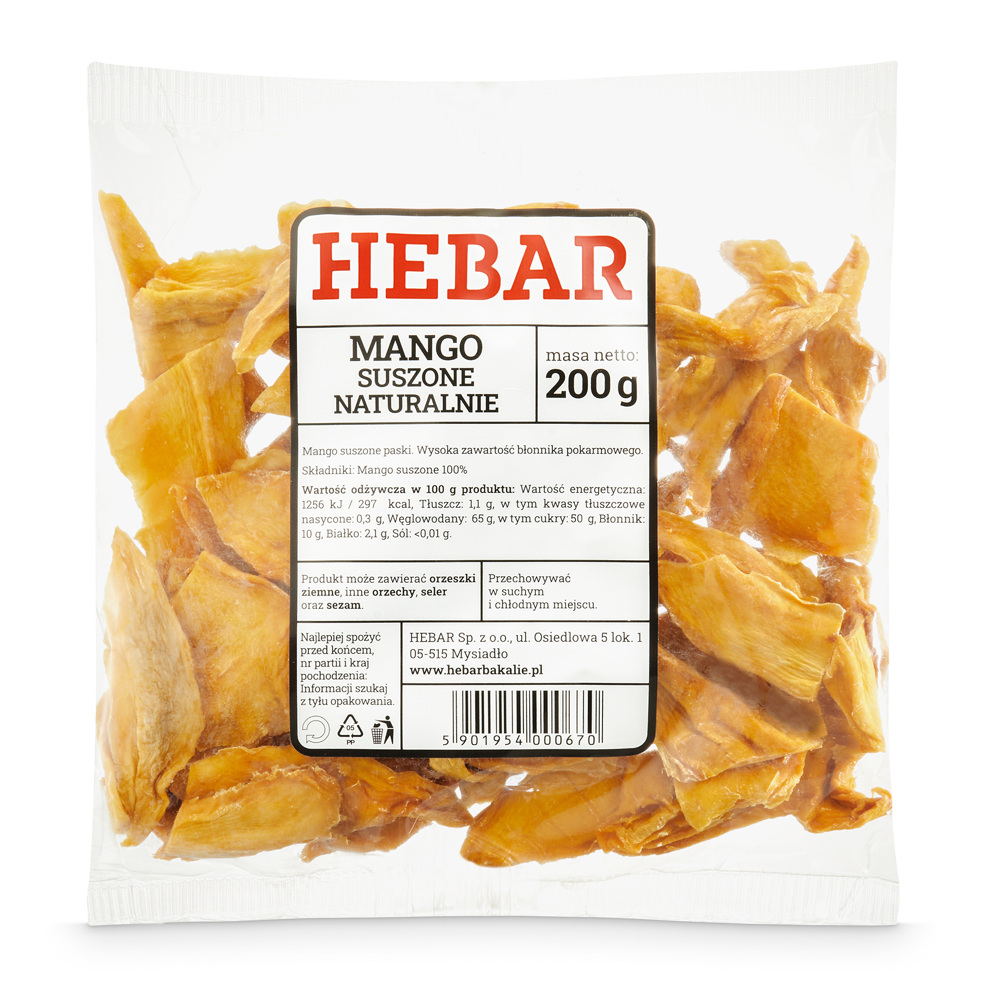 HEBAR Mango suszone naturalnie