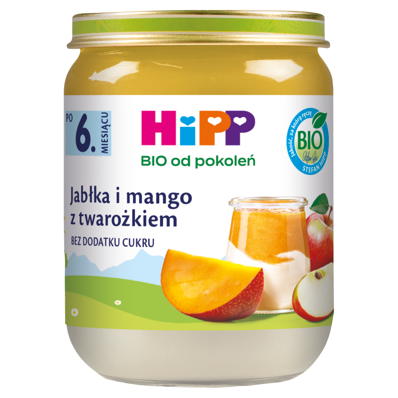 HIPP BIO od pokoleń Jabłka i mango z twarożkiem - po 6 miesiącu frisco.pl