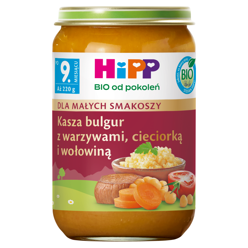 HIPP BIO od pokoleń Kasza bulgur z warzywami, cieciorką i wołowiną, po 11 miesiącu frisco.pl