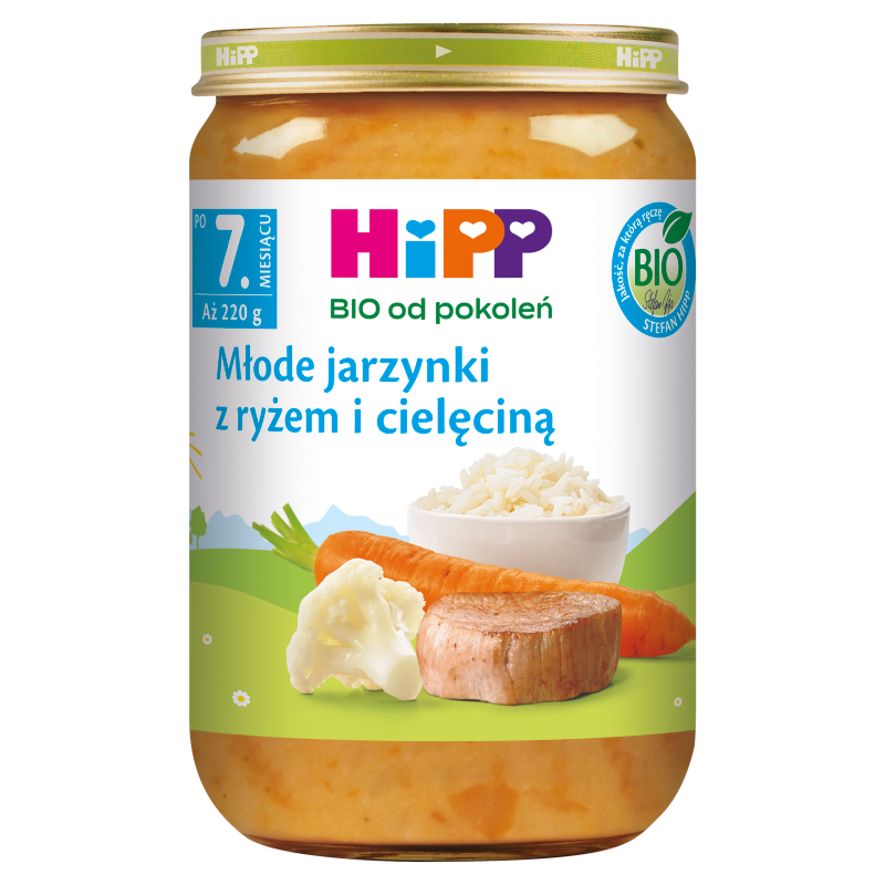 HIPP BIO od pokoleń Młode jarzynki z cielęciną BIO - po 7 miesiącu