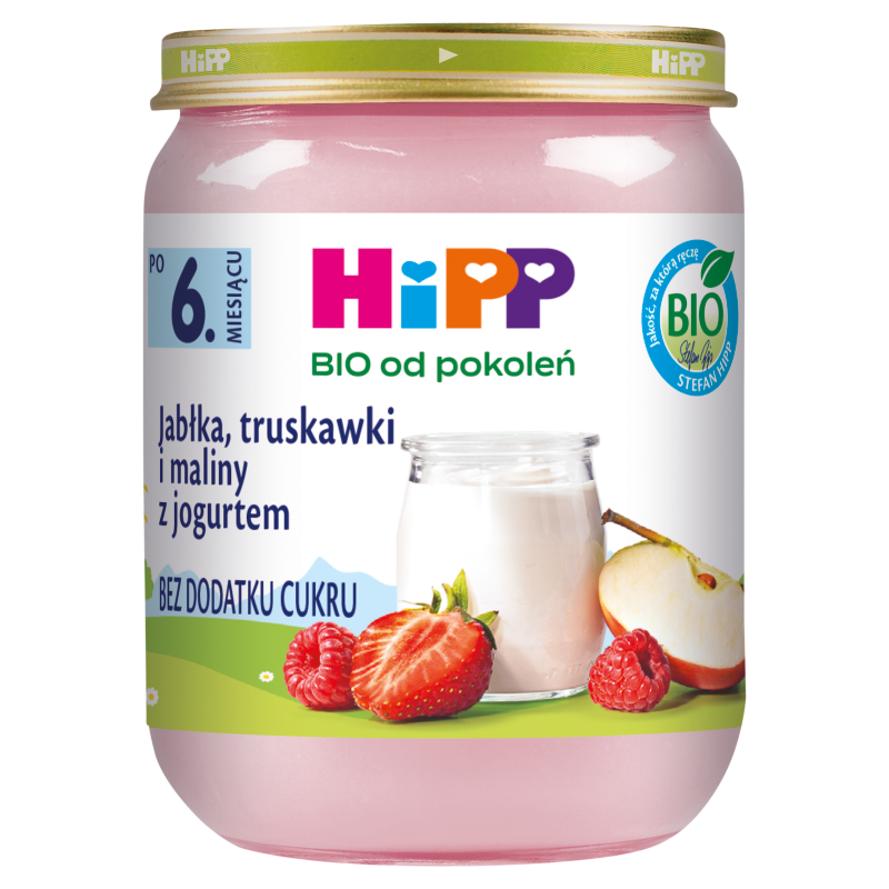 HIPP BIO od pokoleń Truskawki i maliny z jogurtem po 6 miesiącu
