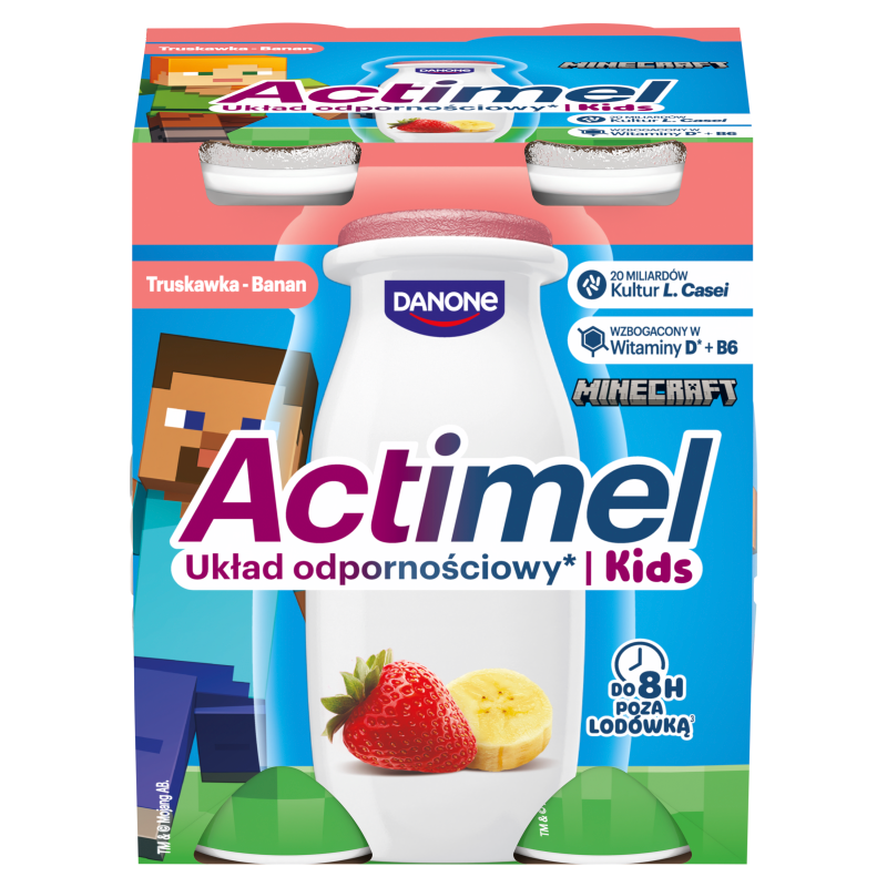 ACTIMEL Kids Napój mleczny truskawkowo-bananowym (4 szt.) frisco.pl