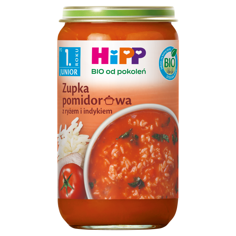 HIPP BIO od pokoleń Zupka pomidorowa z ryżem i indykiem po 12 miesiącu