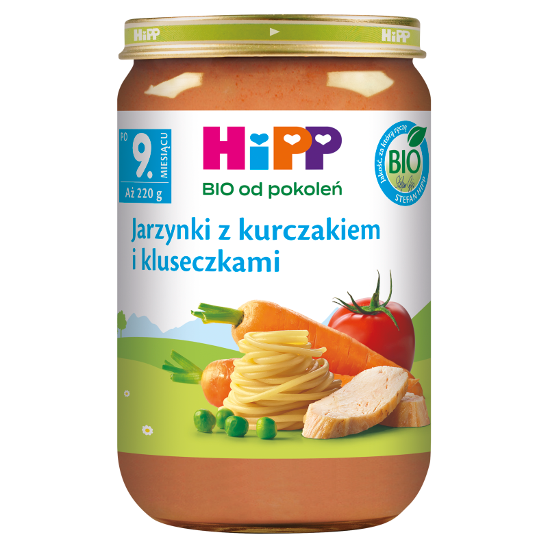 HIPP BIO od pokoleń Jarzynki z kurczakiem i kluseczkami - po 9 miesiącu