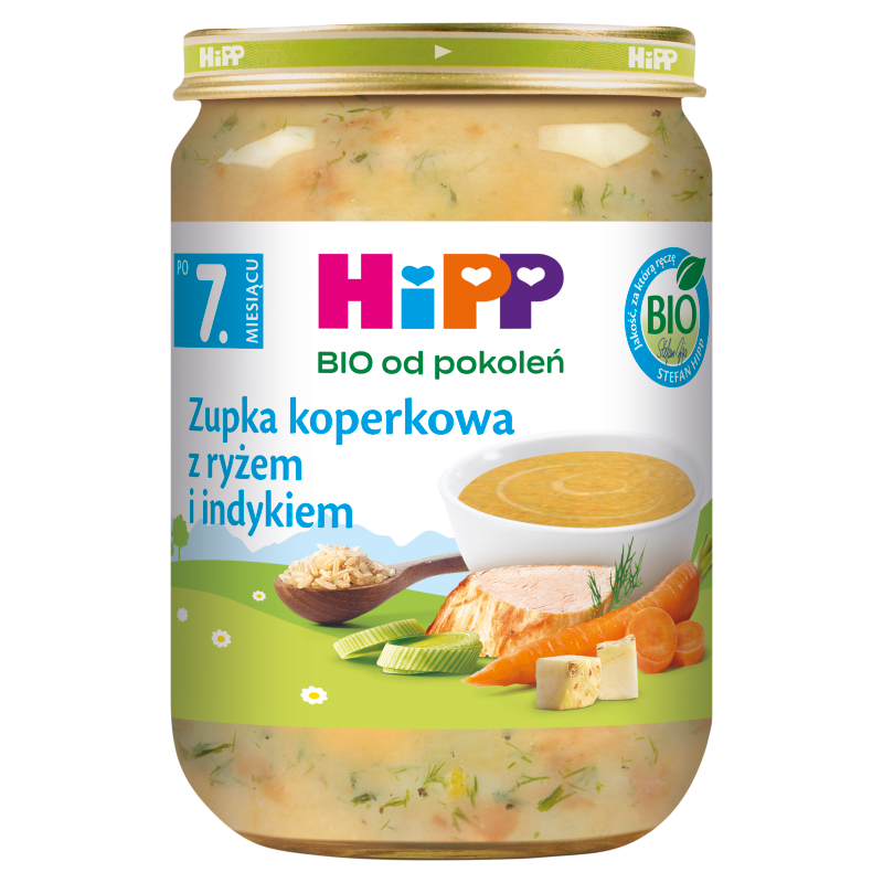 HIPP BIO od pokoleń Koperkowa z ryżem i indykiem, po 7 miesiącu