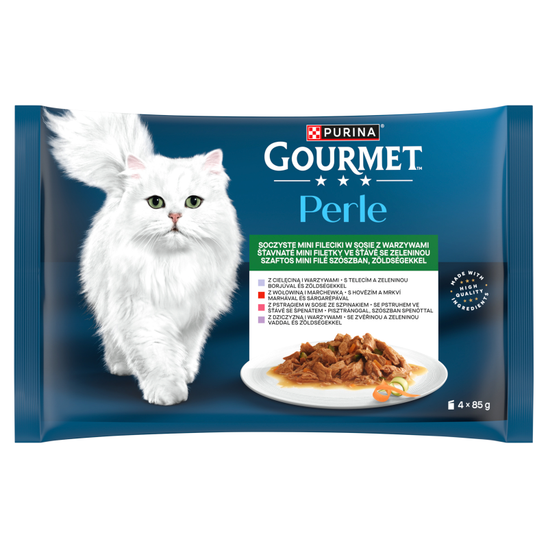 GOURMET Perle Karma dla kotów mini fileciki w sosie z warzywami (4 x 85 g) frisco.pl