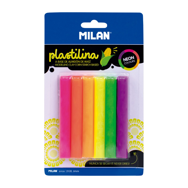 MILAN Plastelina NEON 6 kolorów x 11 g