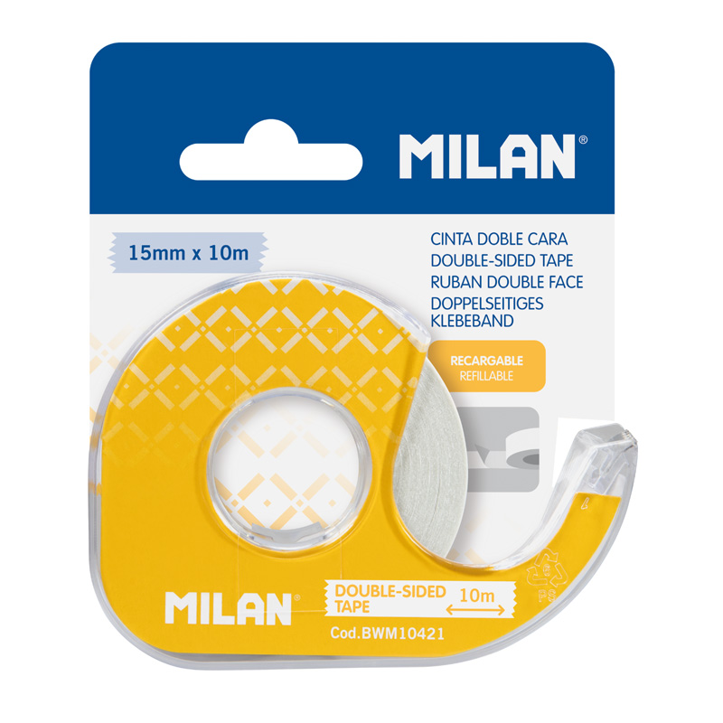 MILAN Taśma dwustronna 15 mm x 10 m z dyspeneserem na blistrze