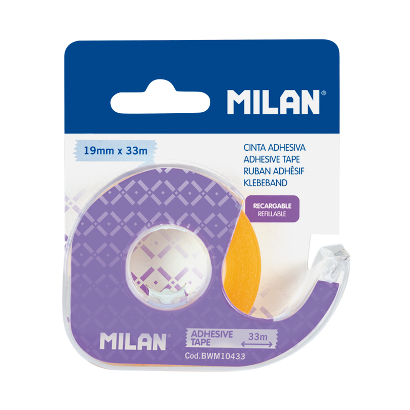 MILAN Taśma samoprzylepna 19 mm x 33 m z dyspenserem na blistrze
