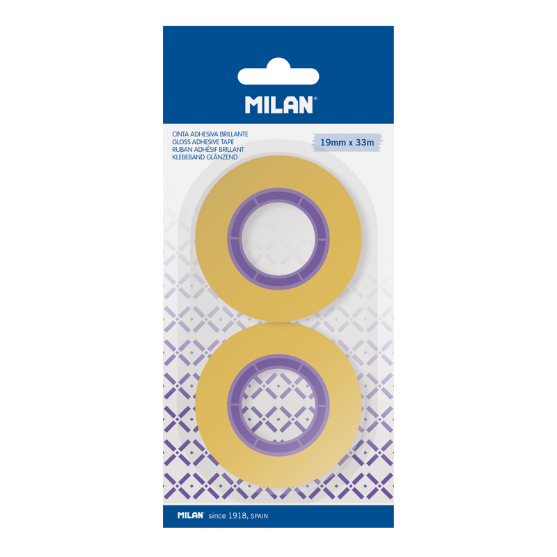 MILAN Taśma samoprzylepna 19 mm x 33 m 2 szt. na blistrze