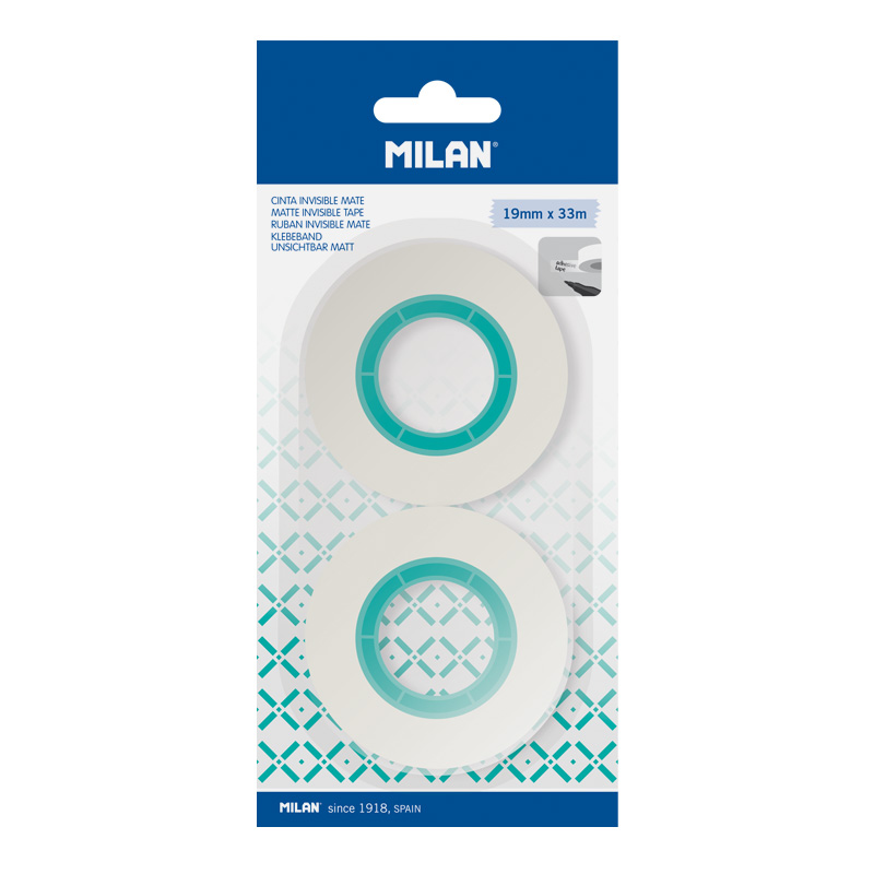 MILAN Taśma samoprzylepna niewidoczna 19 mm x 33 m 2 szt. na blistrze