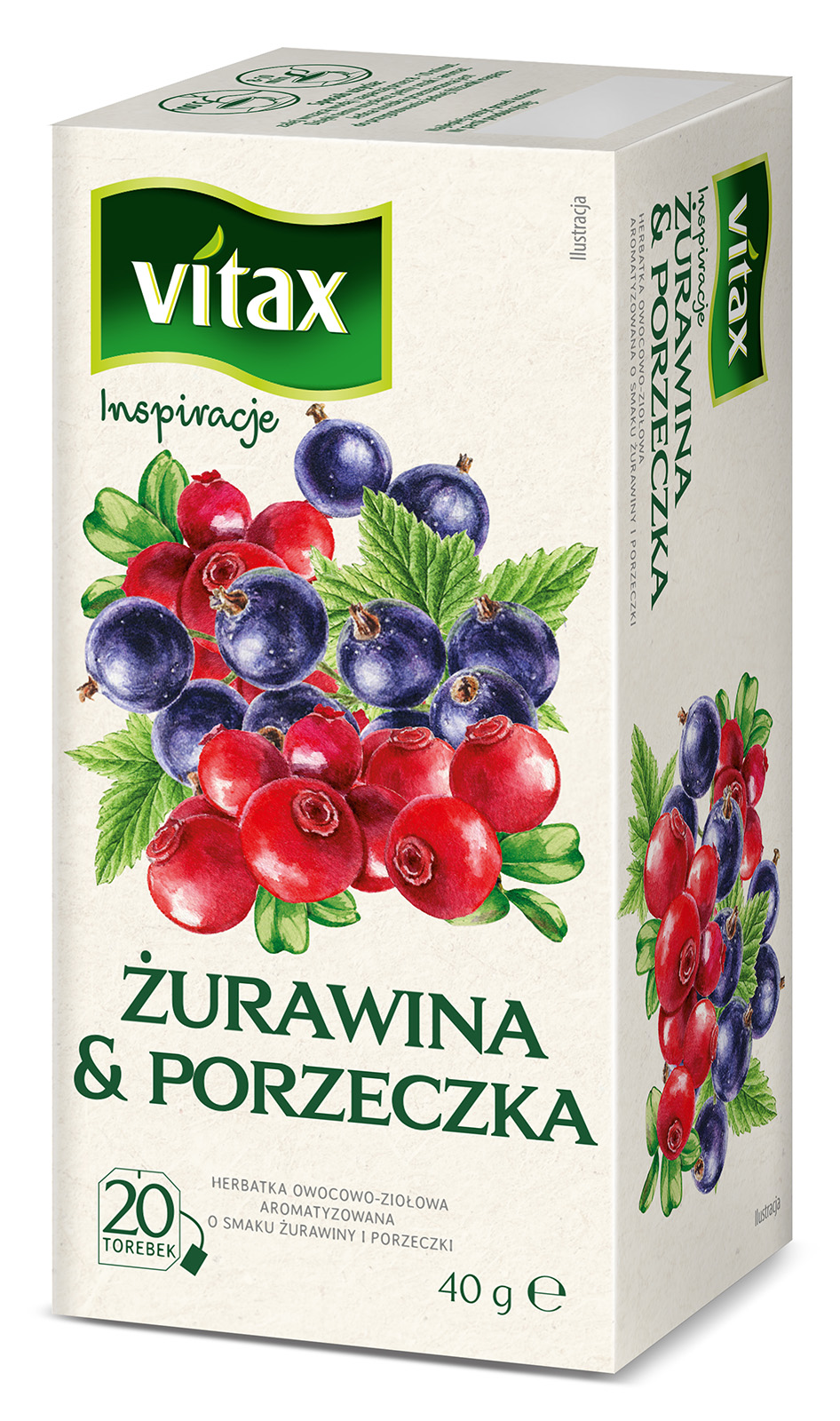 VITAX Inspiracje Herbata owocowo-ziołowa o smaku żurawiny i porzeczki 20 torebek ex.