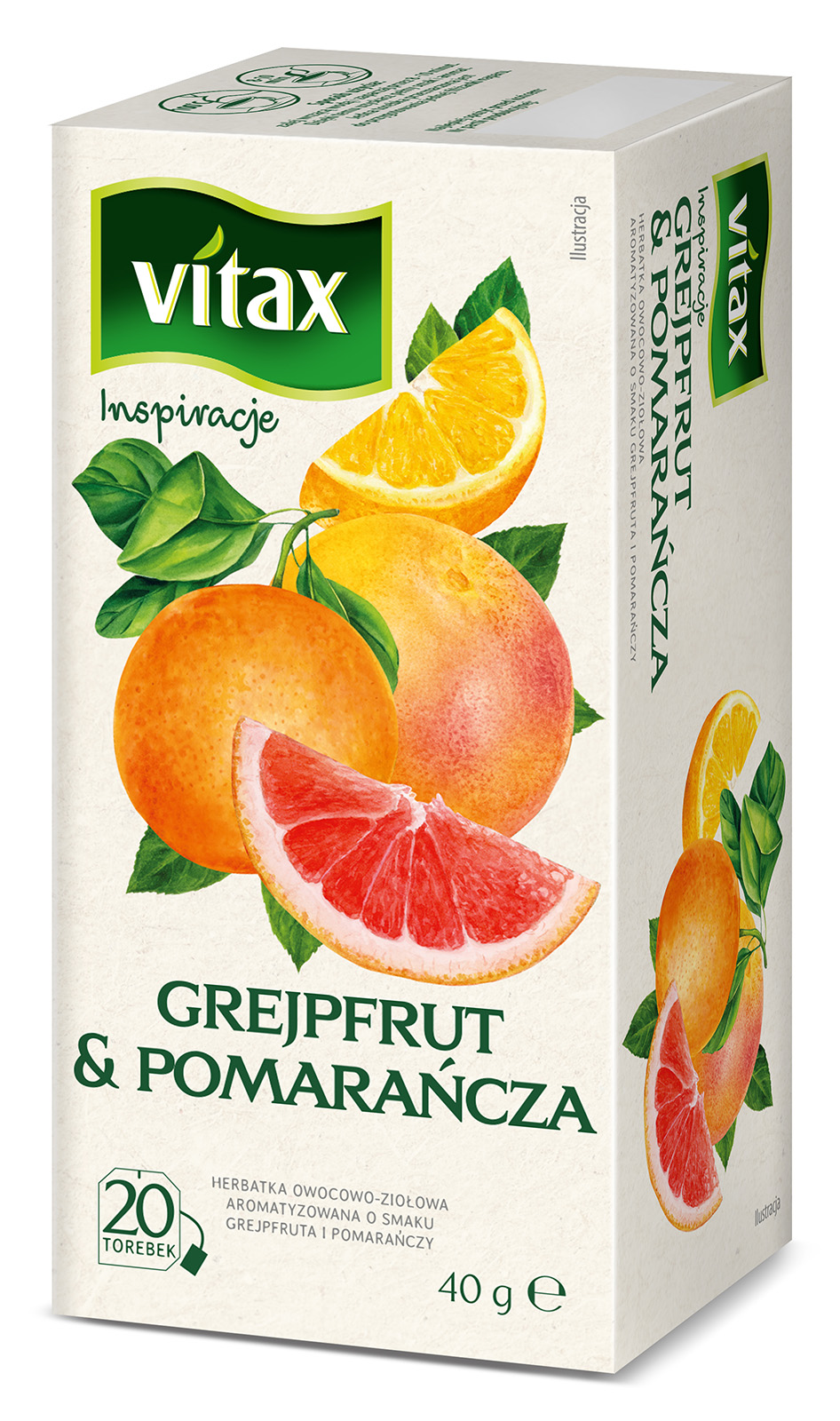 VITAX Inspiracje Herbata owocowo-ziołowa o smaku grejpfruta i pomarańczy 20 torebek ex.