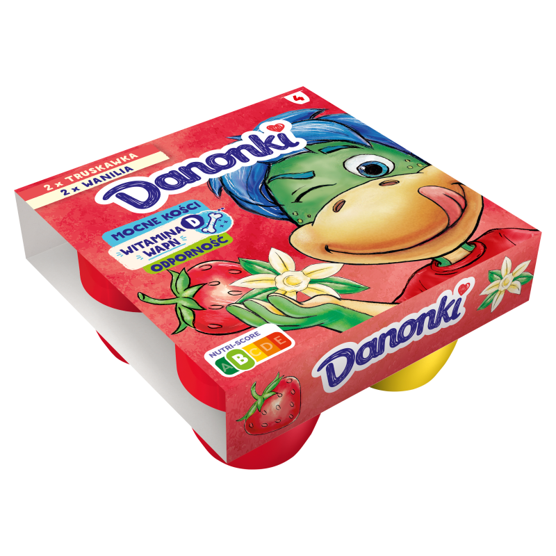 DANONKI Serek o smaku truskawkowo-waniliowym (4 szt.) frisco.pl