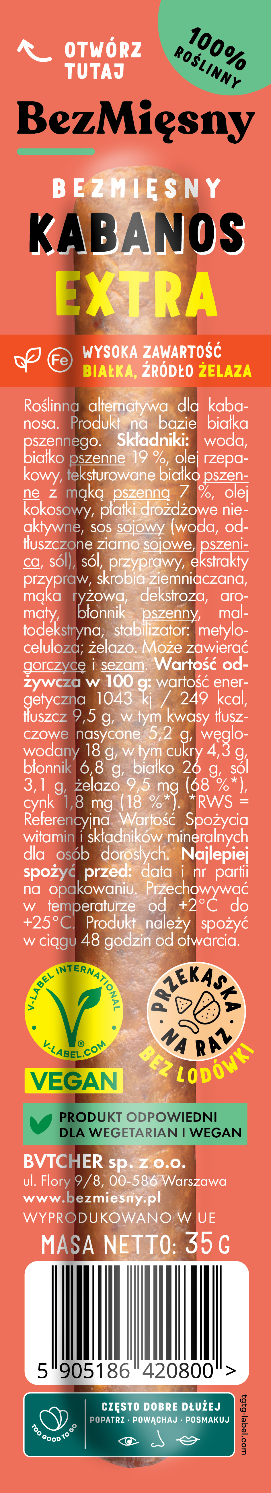 BEZMIĘSNY Bezmięsny Kabanos Extra