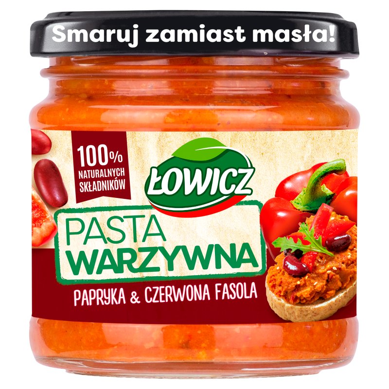 ŁOWICZ Pasta warzywna - papryka i czerwona fasola frisco.pl