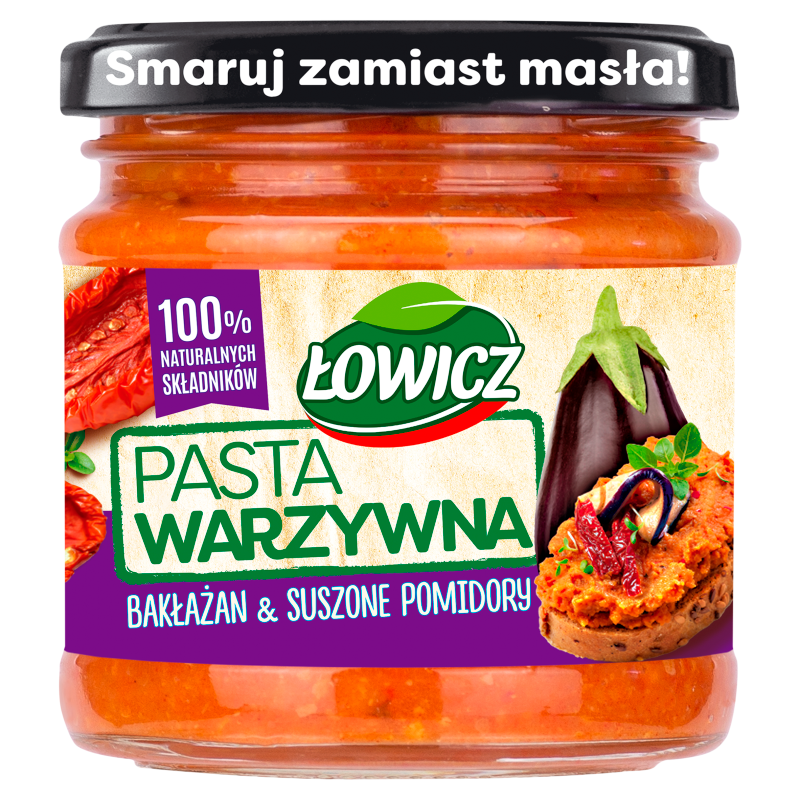 ŁOWICZ Pasta warzywna - bakłażan i suszone pomidory