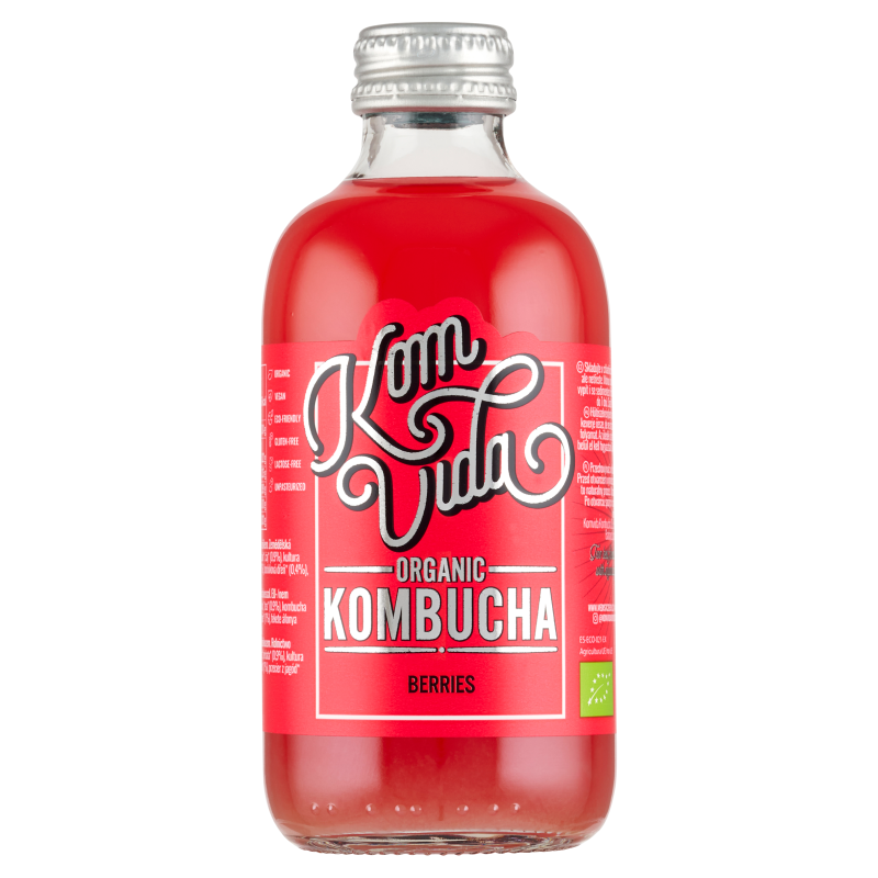 Komvida Napój bezalkoholowy BIO z kombuchy z owocami i hibiskusem