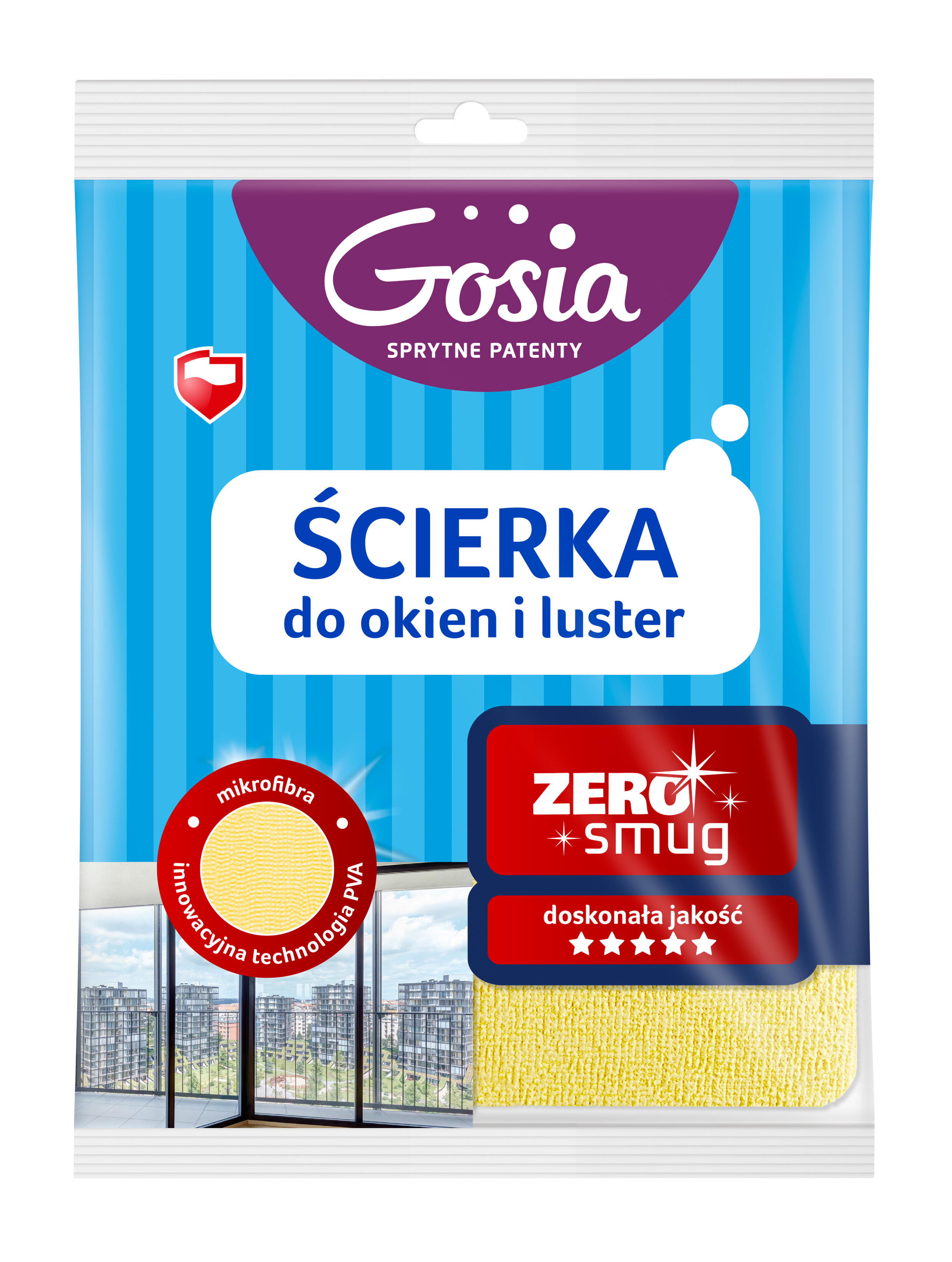 GOSIA GOSIA Ścierka do okien i luster zero smug PVA 1 sztuka