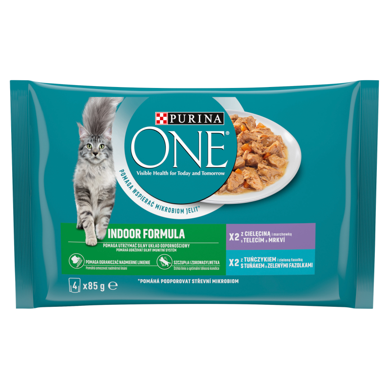 PURINA ONE Indoor Formuła Karma dla kotów z tuńczykiem (4x85g) frisco.pl