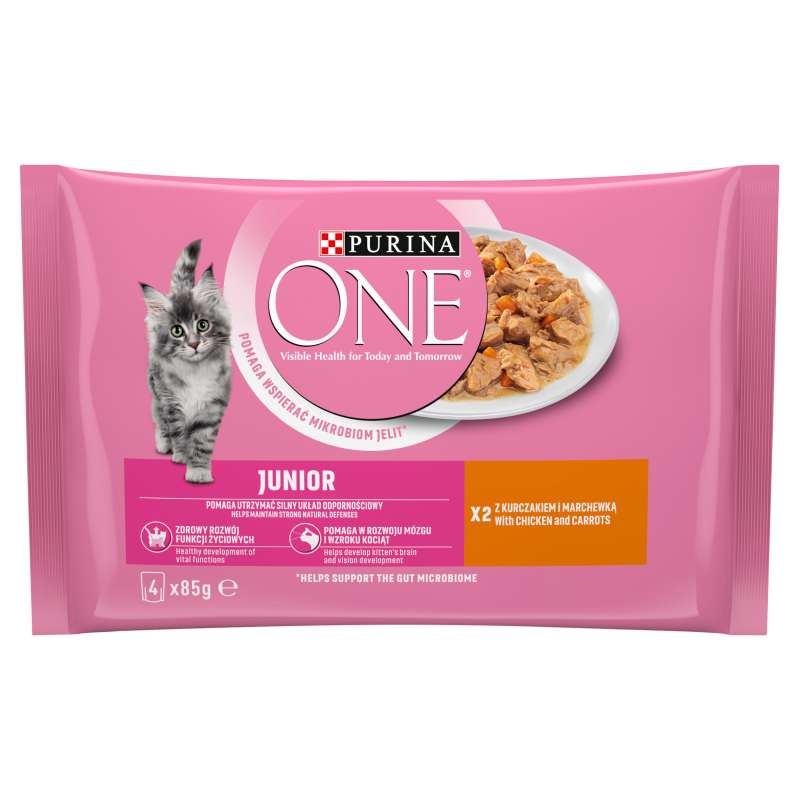 PURINA ONE Junior Karma dla kotów z kurczakiem (4x85g) frisco.pl