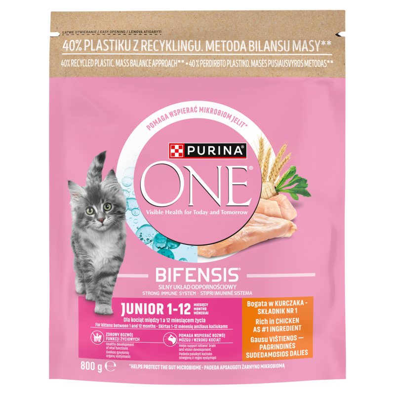 PURINA ONE Junior Karma dla kociąt bogata w kurczaka i z pełnymi ziarnami frisco.pl