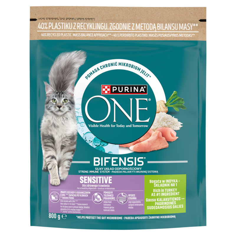 PURINA ONE SENSITIVE Karma dla dorosłych kotów bogata w indyka i ryż frisco.pl