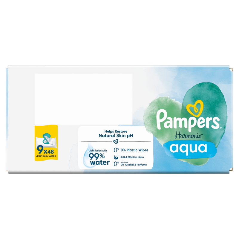 PAMPERS Harmonie Aqua Chusteczki nawilżane dla dzieci 9x48 szt.