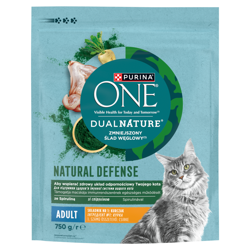 PURINA ONE Dual Nature Spirulina Pełnoporcjowa karma dla dorosłych kotów bogata w kurczaka