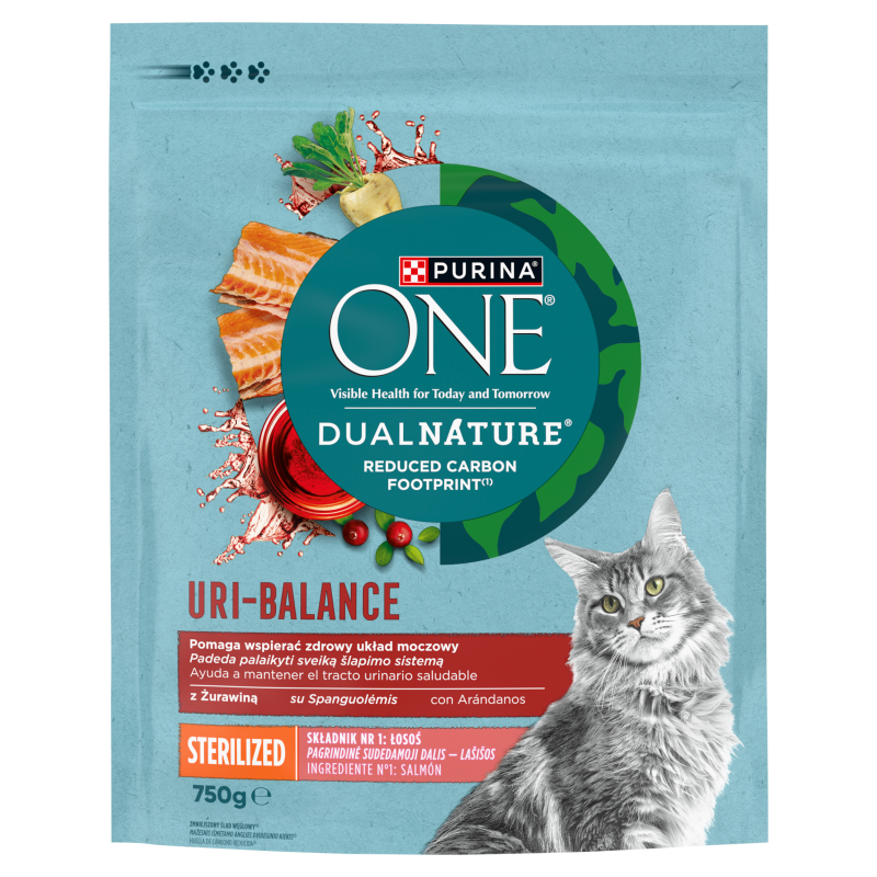 PURINA ONE DualNature Uri-Balance Sterilized Karma dla dorosłych kotów łosoś
