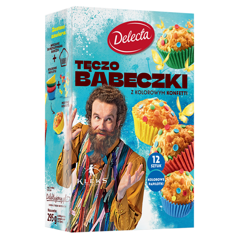 DELECTA Babeczki tęczowe z kolorowym konfetti (12 szt.)