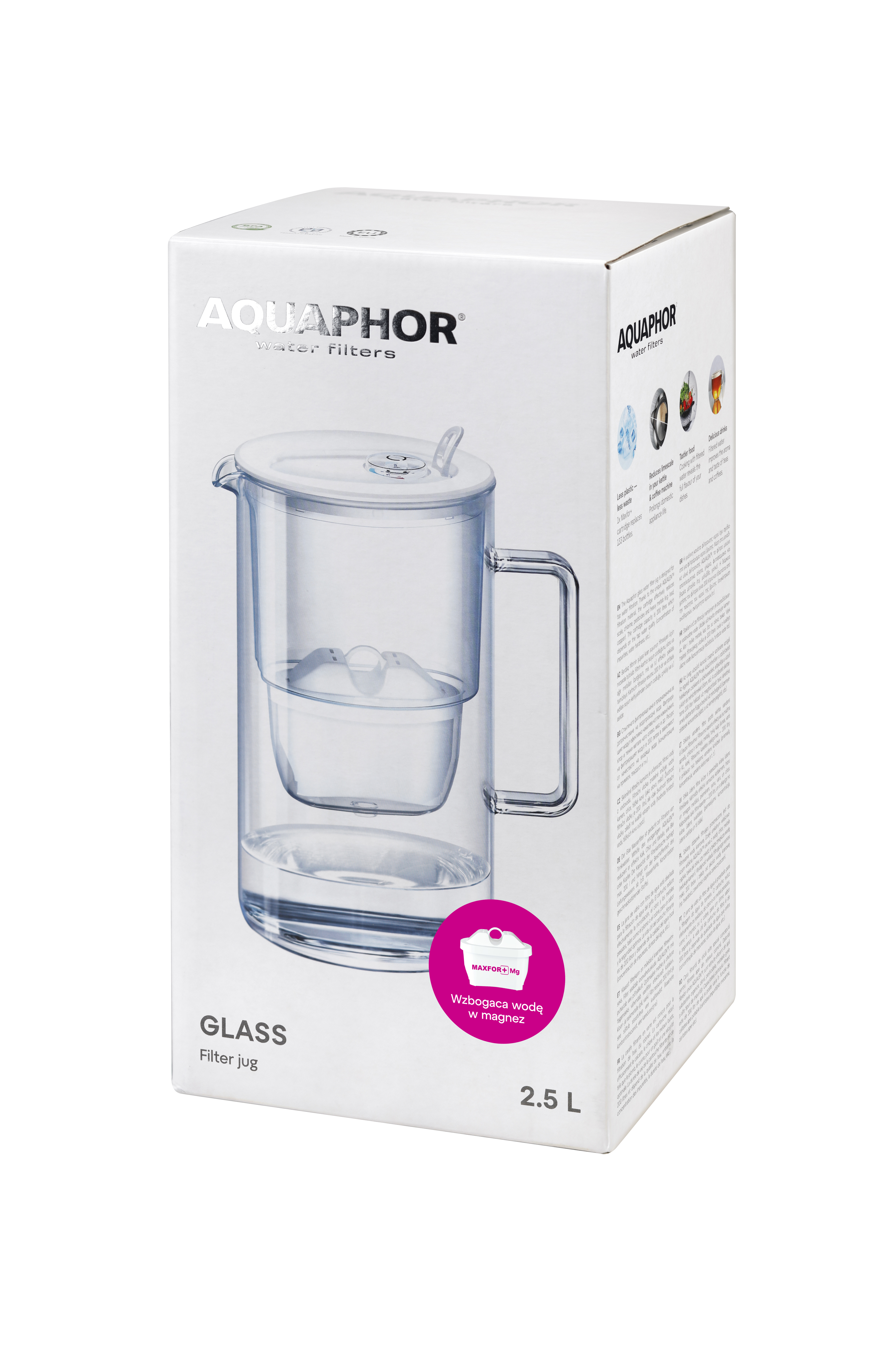AQUAPHOR DZBANEK SZKLANY DO WODY AQUAPHOR 2.5L PLUS WKŁAD MAXFOR +MG