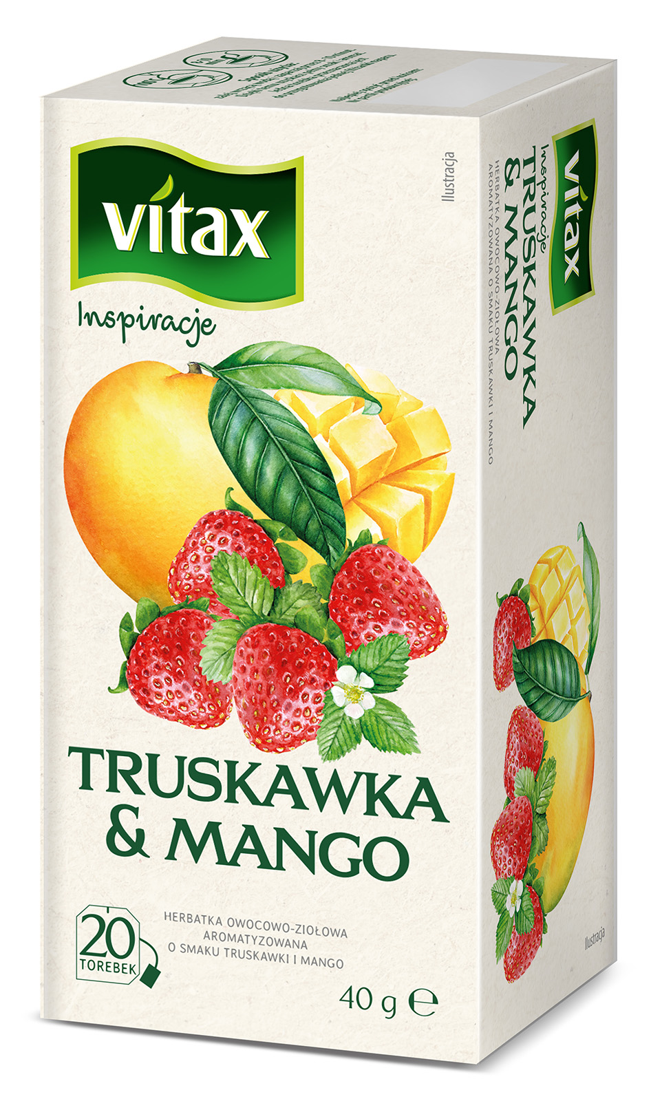 VITAX Inspiracje Herbata owocowo-ziołowa o smaku truskawki i mango 20 torebek ex.