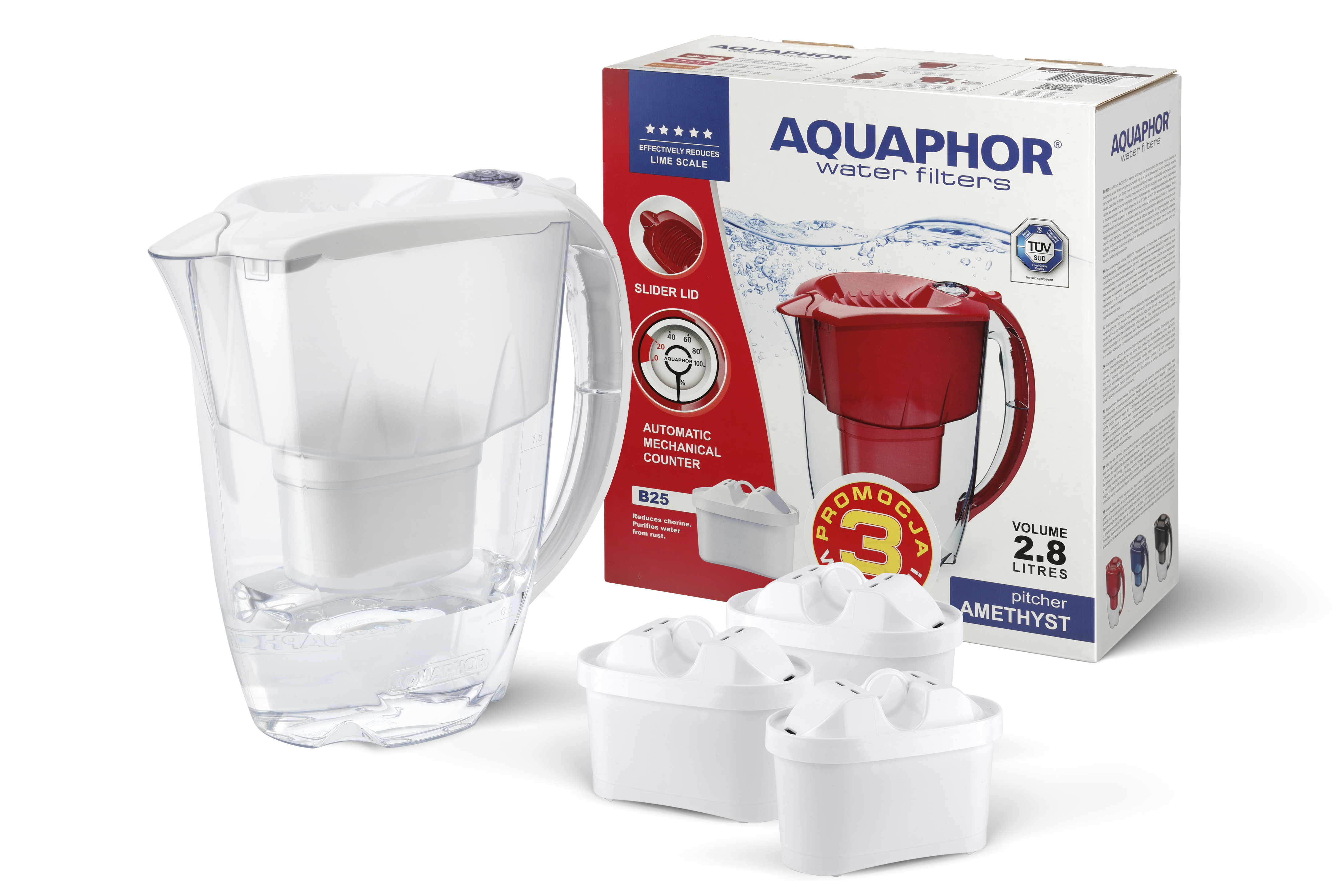 AQUAPHOR Dzbanek filtrujący Aquaphor Amethyst 28 l + 3 wkłady Maxfor Plus biały