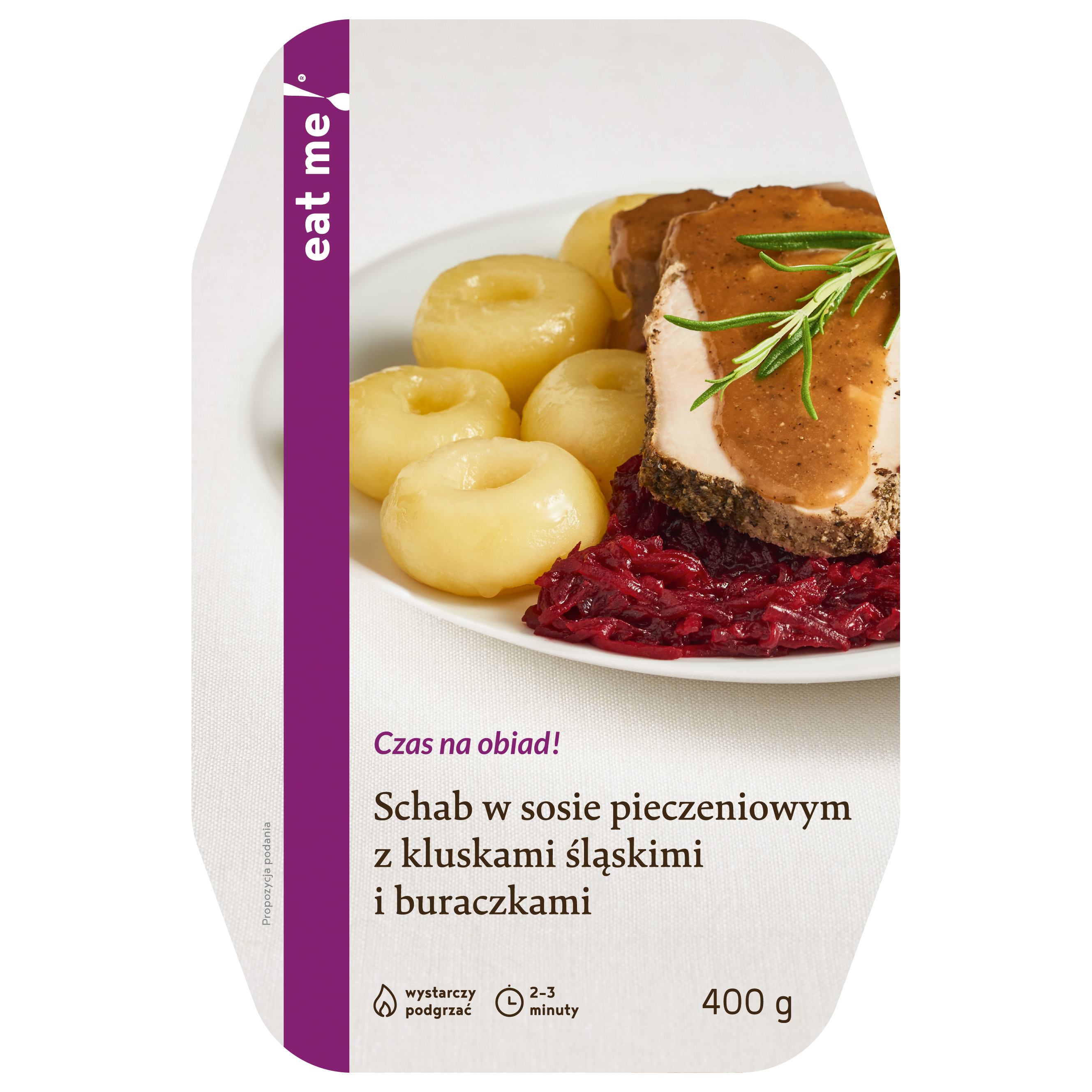 EAT ME! Danie schab w sosie własnym z kluskami śląskimi i buraczkami