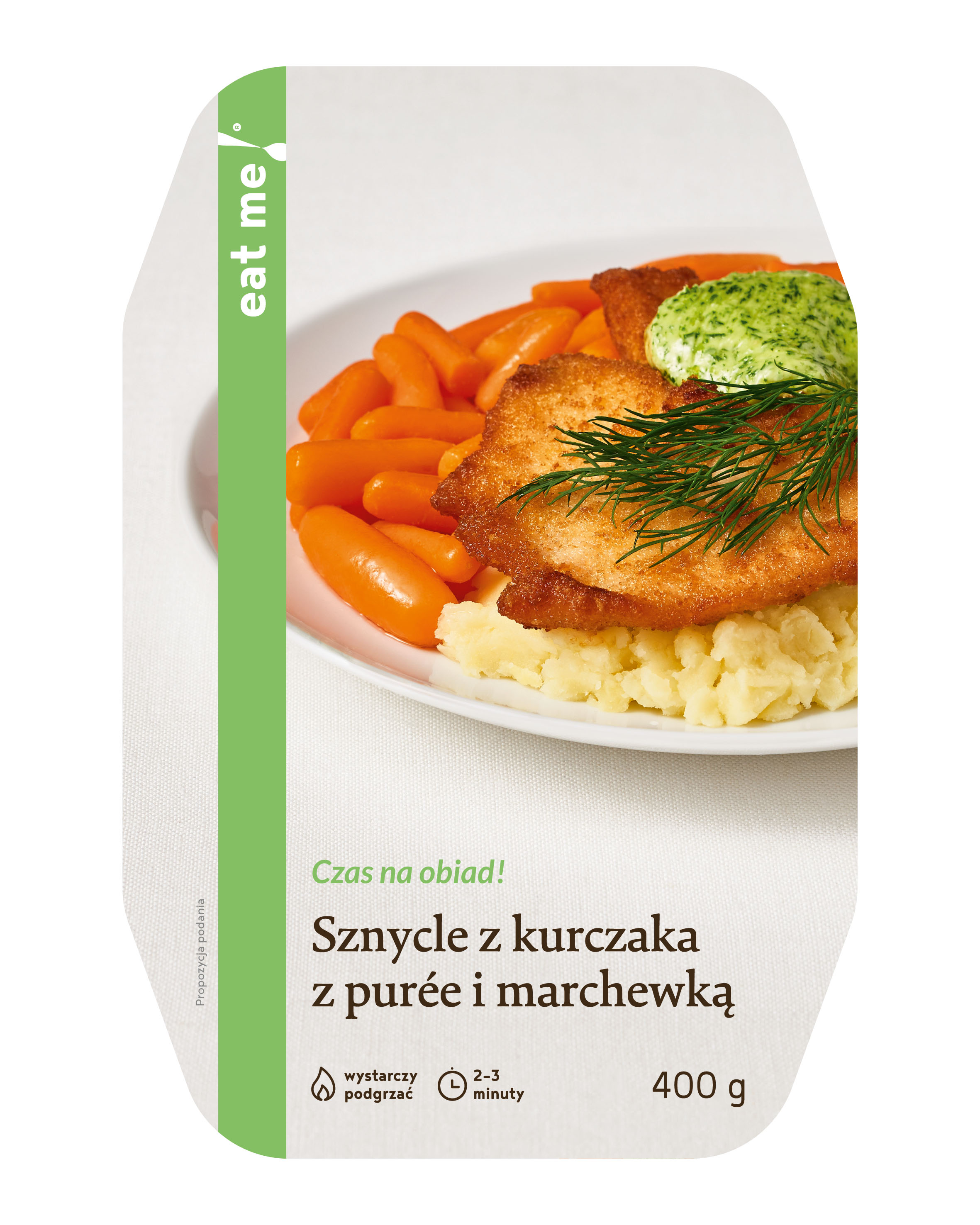 EAT ME! Danie sznycle z kurczaka z puree i marchewką