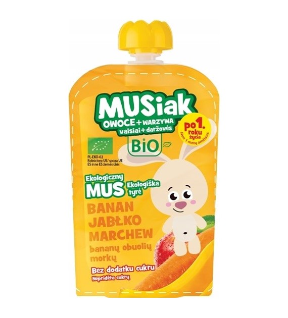 Musiaki Mus owocowo-warzywny banan jabłko marchew po 1 roku życia BIO